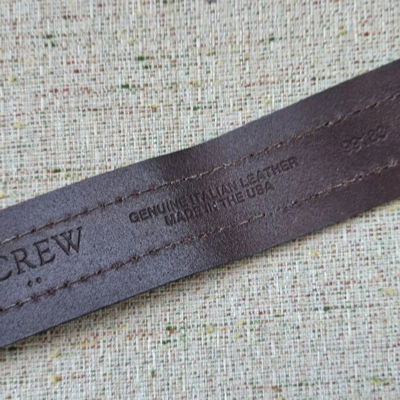 J. Crew Belt Genuine Italian Leather Unisex Brown Waistband Made in USA Size 32 main image 4